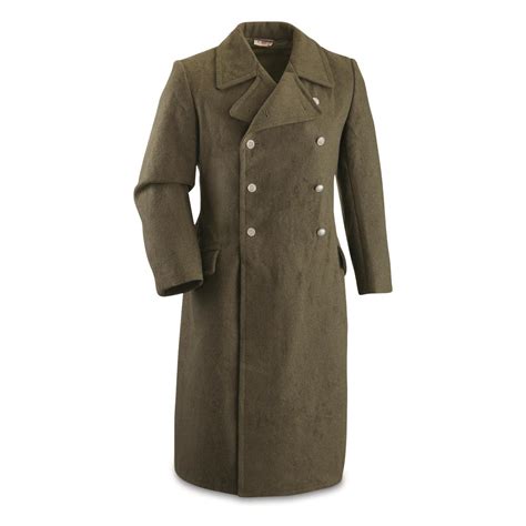 Two standard front pockets. . Military surplus wool greatcoat